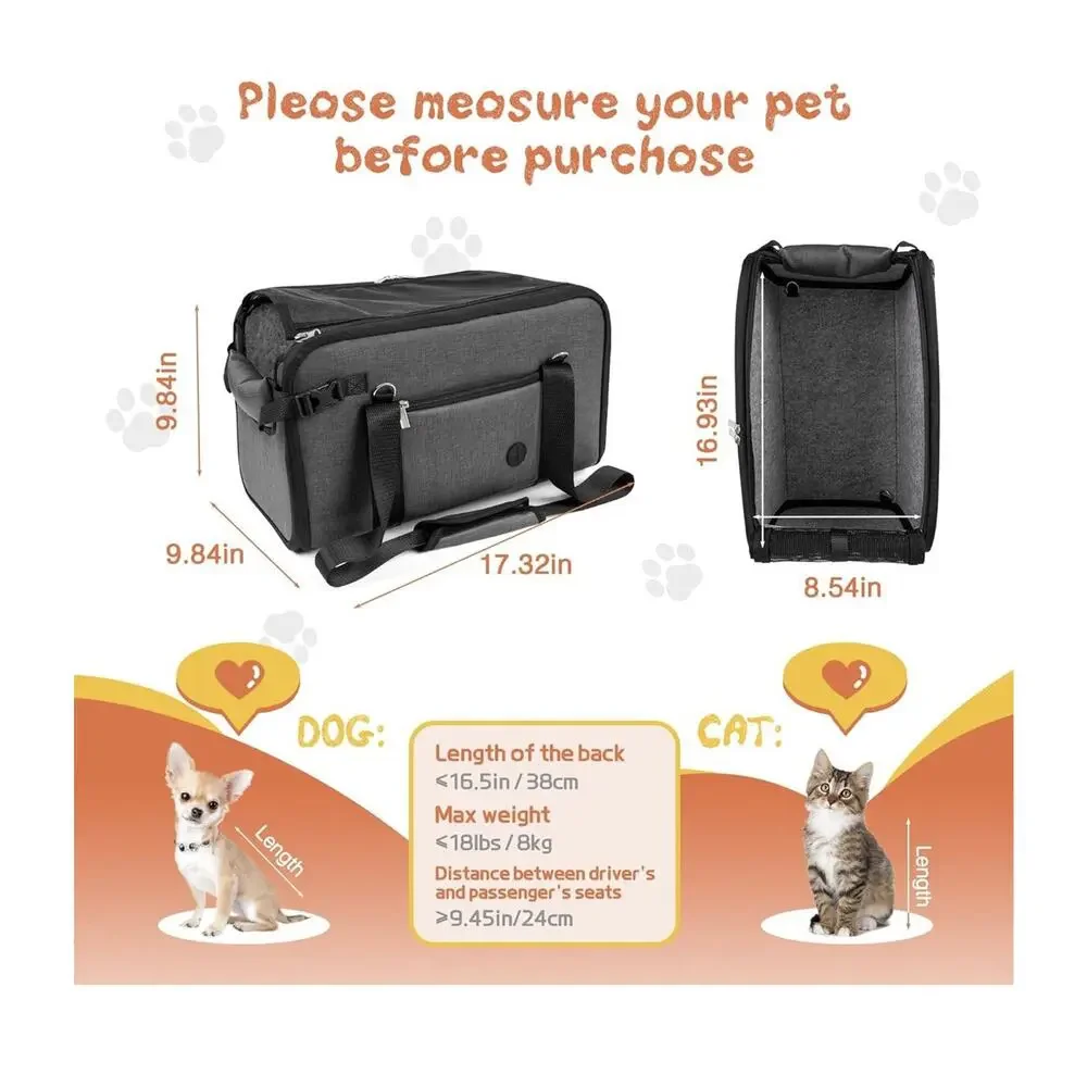 WOYYHO 18 lbs Console Dog Cat Seat Luxury Center Console (Width 9in) Dog Car